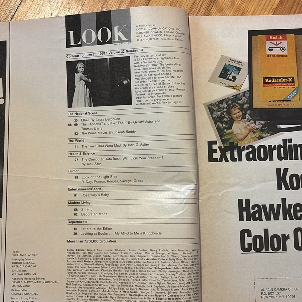 Vintage LOOK Magazine - June 25, 1968 - Ethel Kennedy & Rosemary's Baby